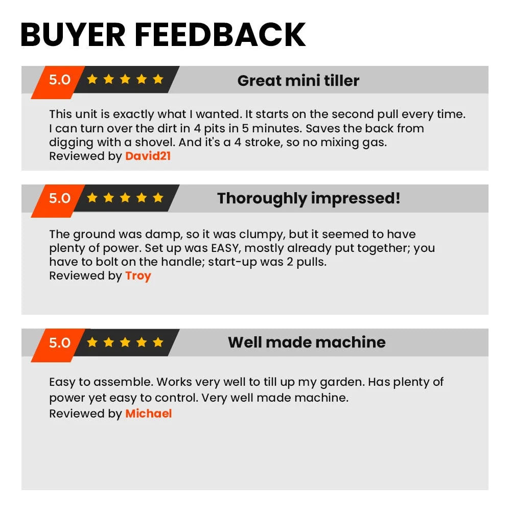 PLANTCRAFT 46CC Garden Cultivator Tiller Handheld 15’’ Inch