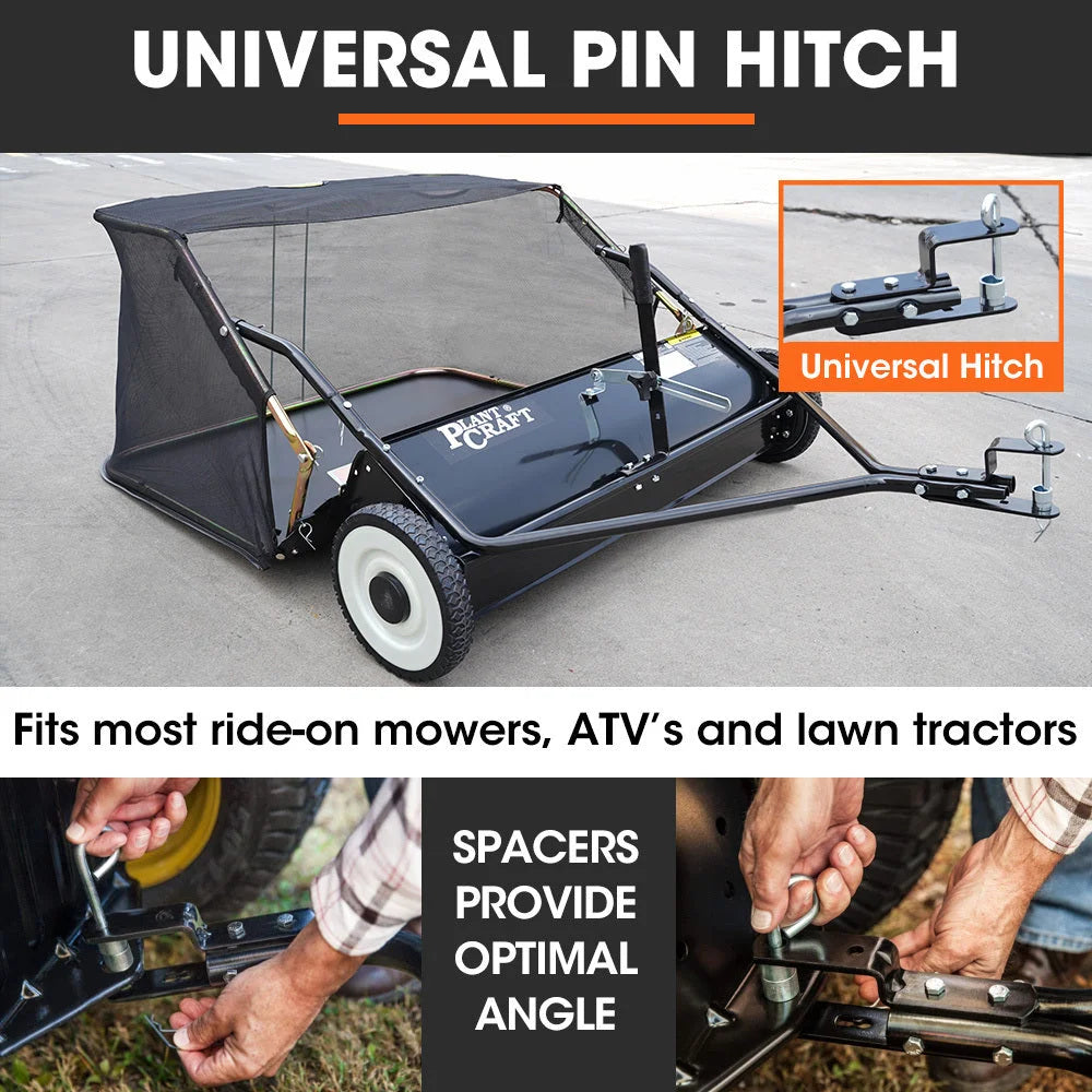 PlantCraft Lawn Sweeper 38’’ Wide Tow Behind Leaf and Grass
