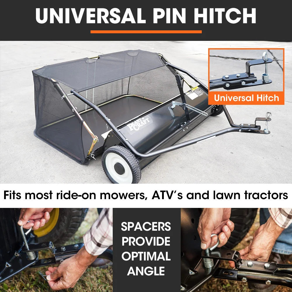 PlantCraft Lawn Sweeper 48’’ Wide Tow Behind Leaf and Grass