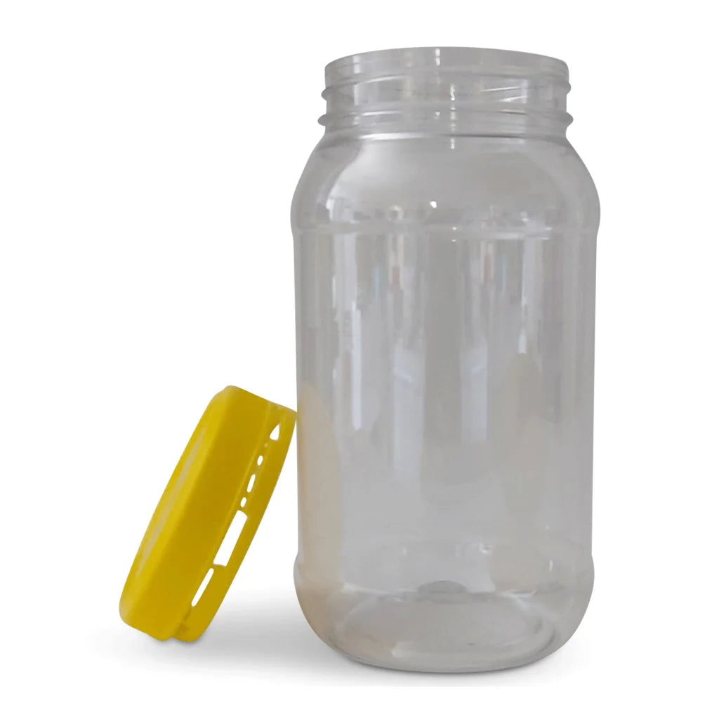Plastic Honey Jars + Lids 1Kg - 10x Round Clear Food Grade
