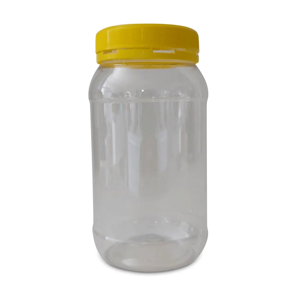 Plastic Honey Jars + Lids 1Kg - 10x Round Clear Food Grade
