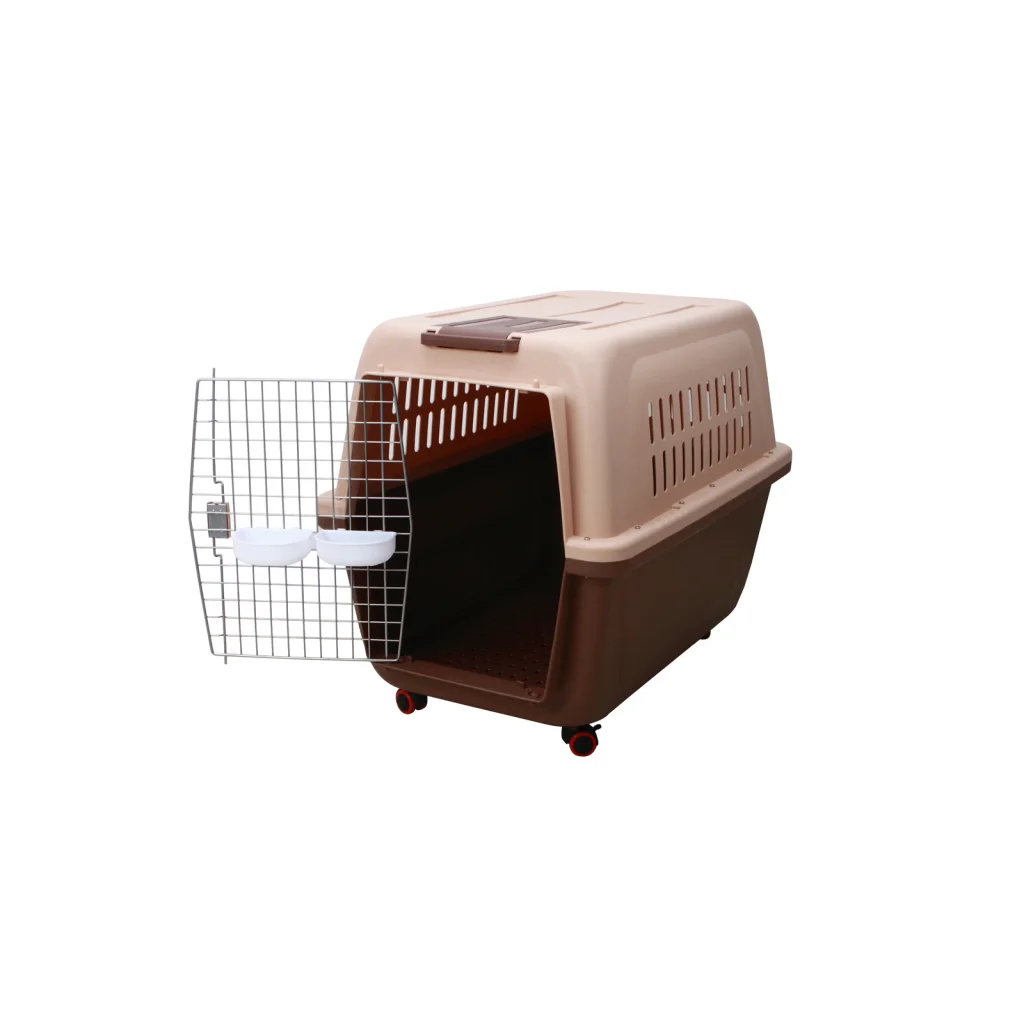 Plastic Pet Kennel Carrier Dog Cat Cage Crate with Handle &