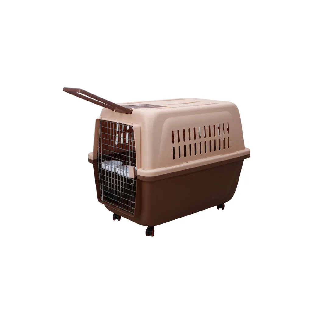 Plastic Pet Kennel Carrier Dog Cat Cage Crate with Handle &