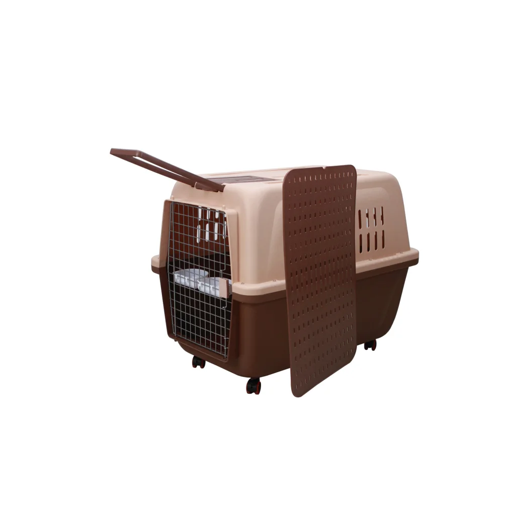 Plastic Pet Kennel Carrier Dog Cat Cage Crate with Handle &