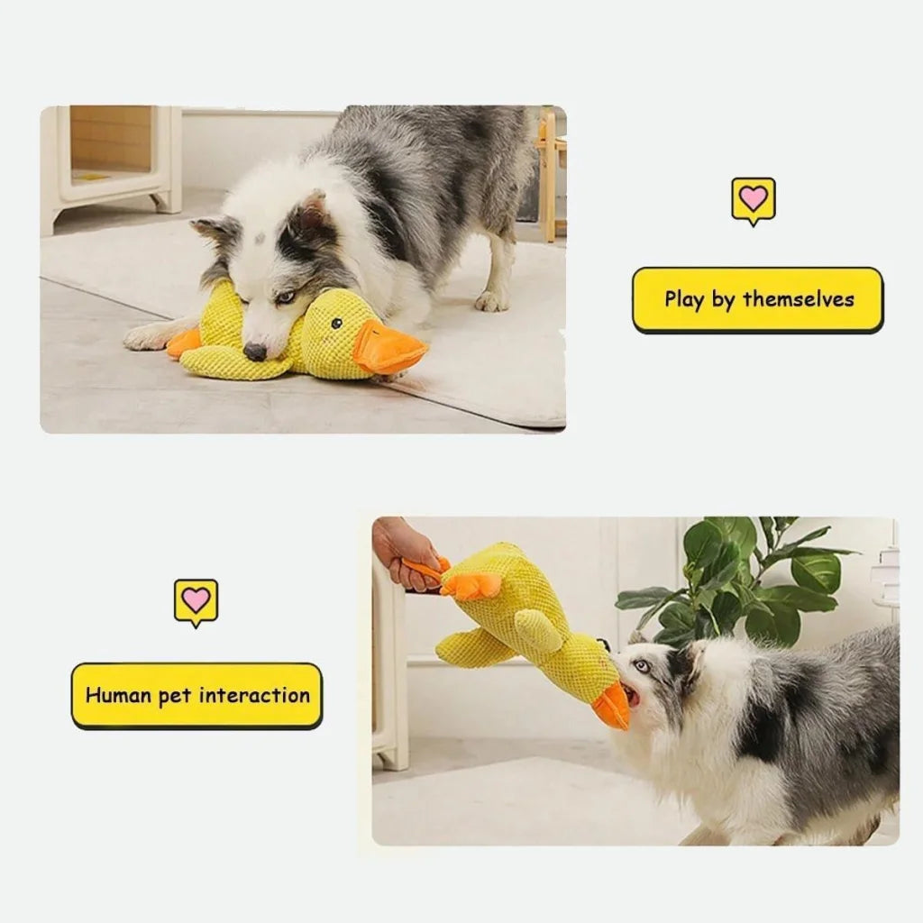 Plush Cartoon Duck Dog Toy Interactive Squeaky Pet Toy