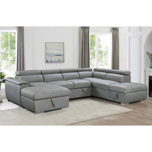Plush Sleeper Modular Chaise Lounge - Light Grey