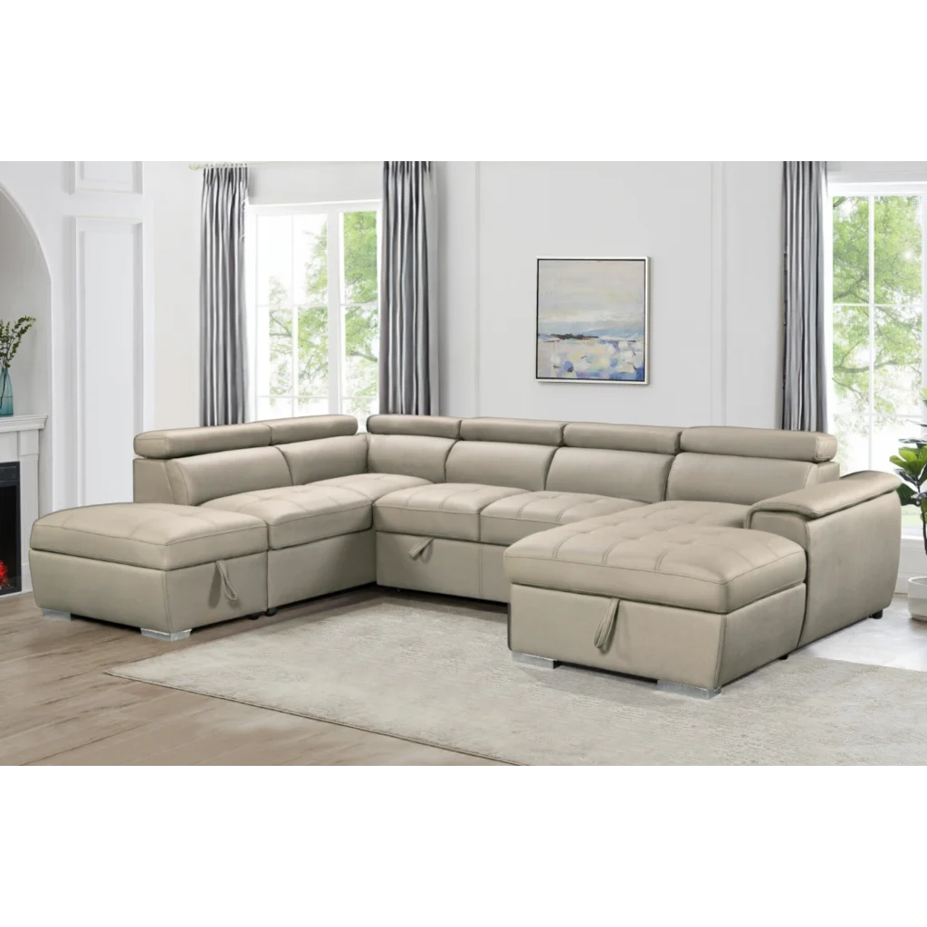 Plush Sleeper Modular Chaise Lounge - Mushroom - Furniture