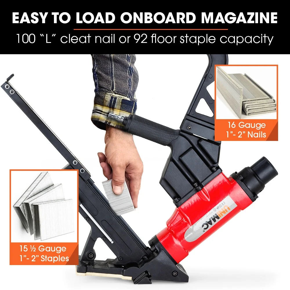 Pneumatic Flooring Nailer Staple Gun Floor Gas Nail Cleat
