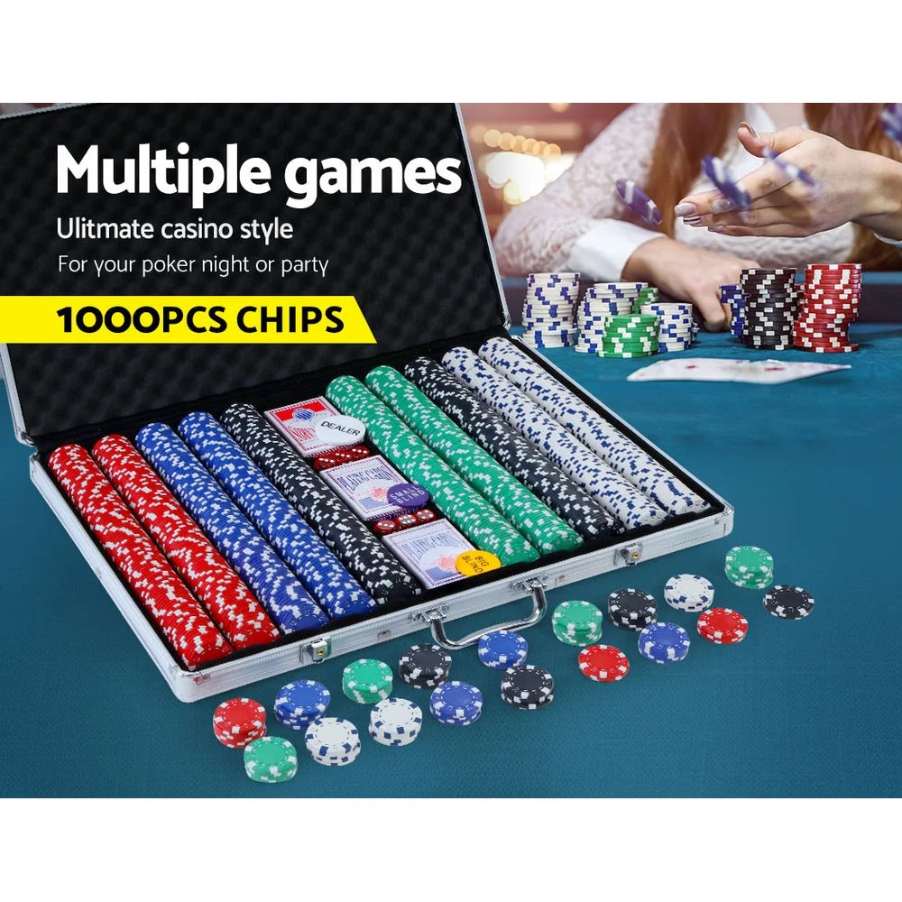 Poker Chip Set 1000PC Texas Hold’em Casino Gambling Dice