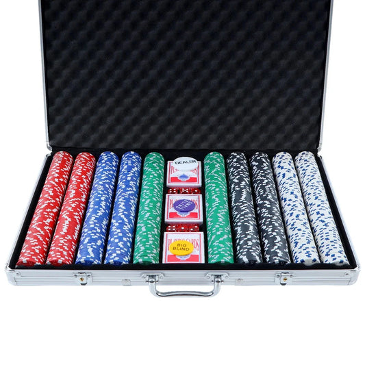 1000pc poker chip set with texas hold em casino