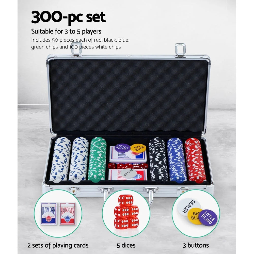 Poker Chip Set 300PC Texas Hold’em Casino Gambling Dice