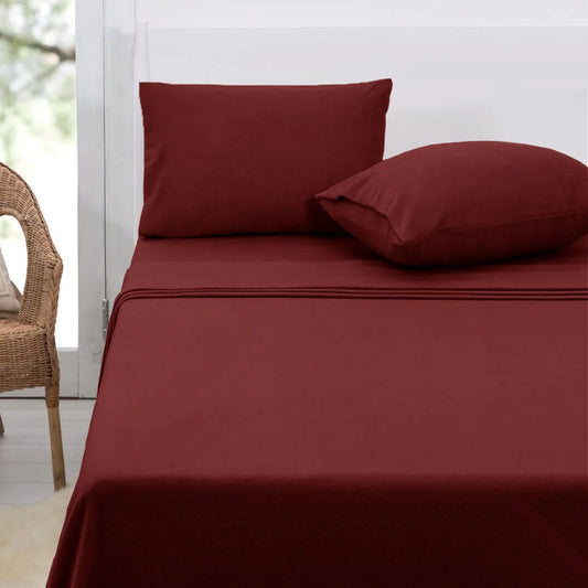 Polar Fleece Sheet Set Queen 36cm Wall Burgundy - Artex