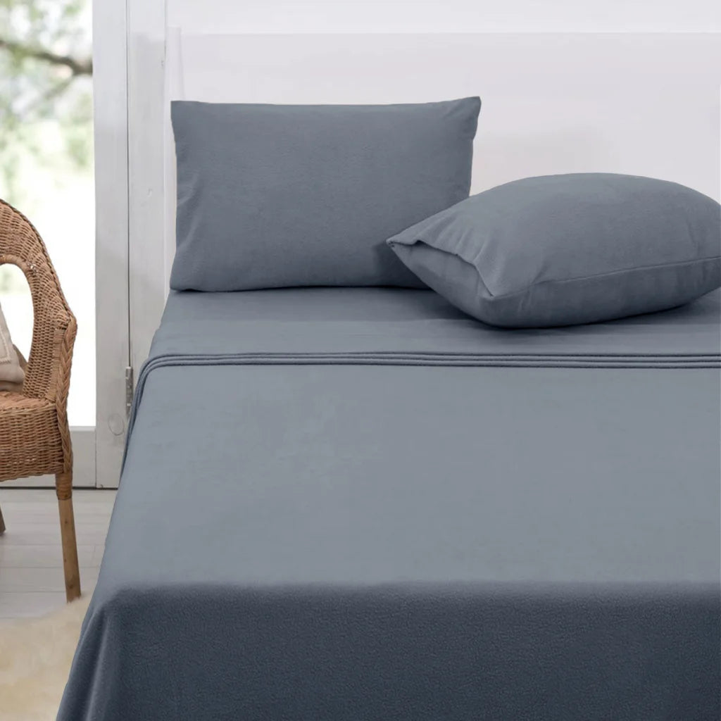 Polar Fleece Sheet Set Queen 36cm Wall Slate - Artex - Home