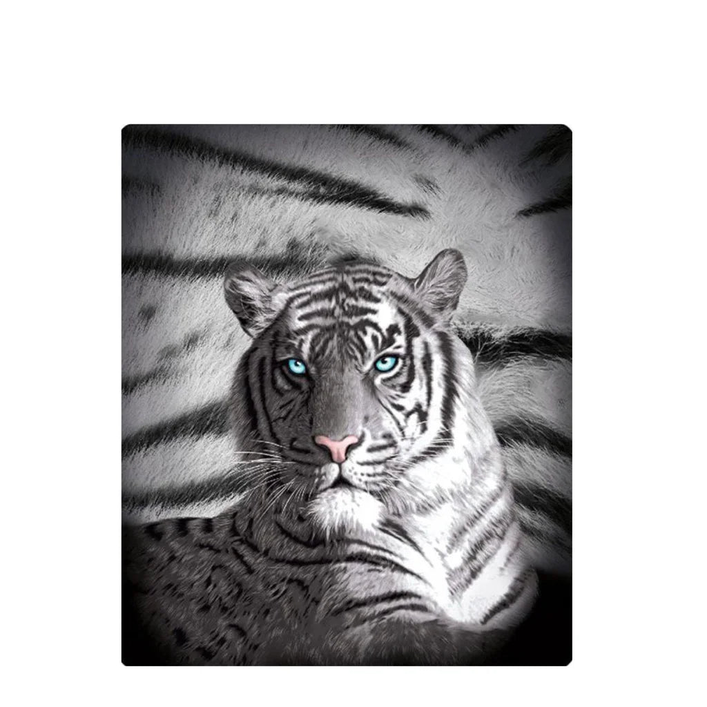 Polar Fleece Throw Rug Just Home Blue Eyes Stripes Tiger