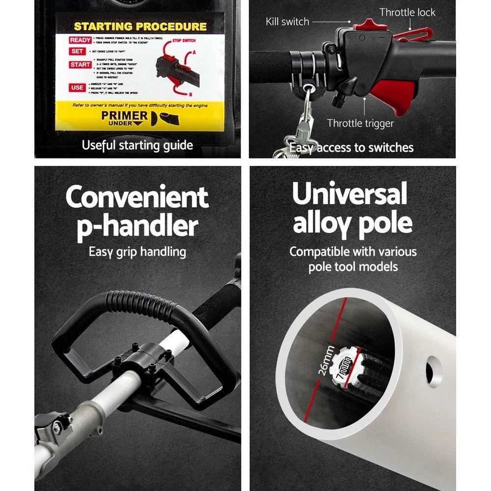 Pole Chainsaw 4-Stroke Brush Cutter Hedge Trimmer Saw Multi