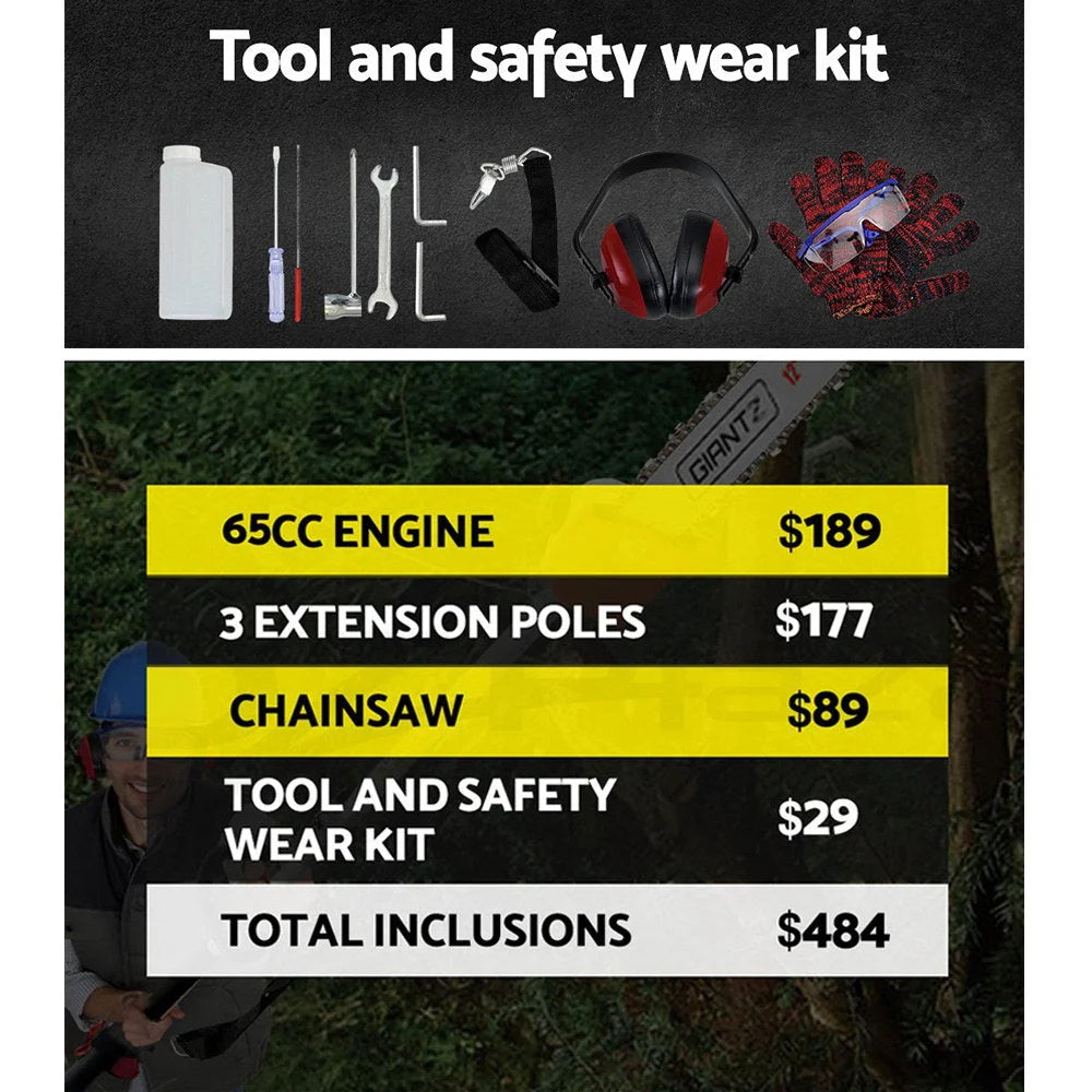 Pole Chainsaw Petrol 65CC Chain Saw Brush Cutter