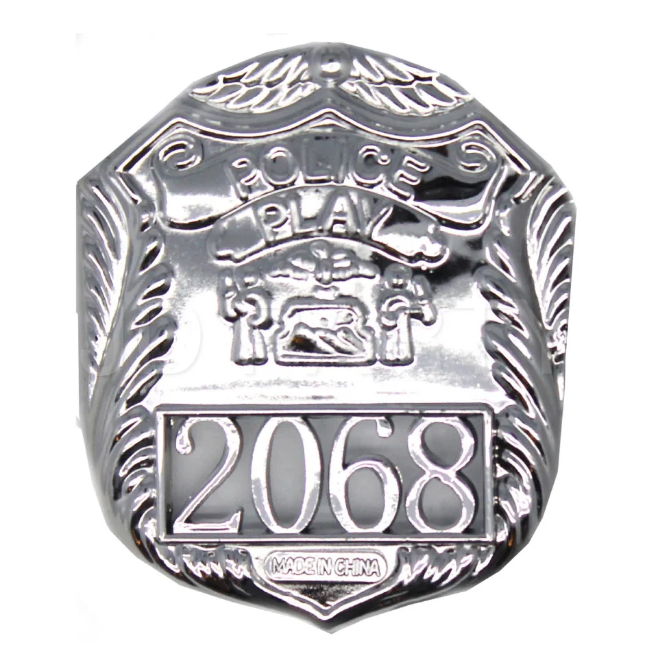 POLICE BADGE Costume Accessory Plastic Silver Fancy Dress