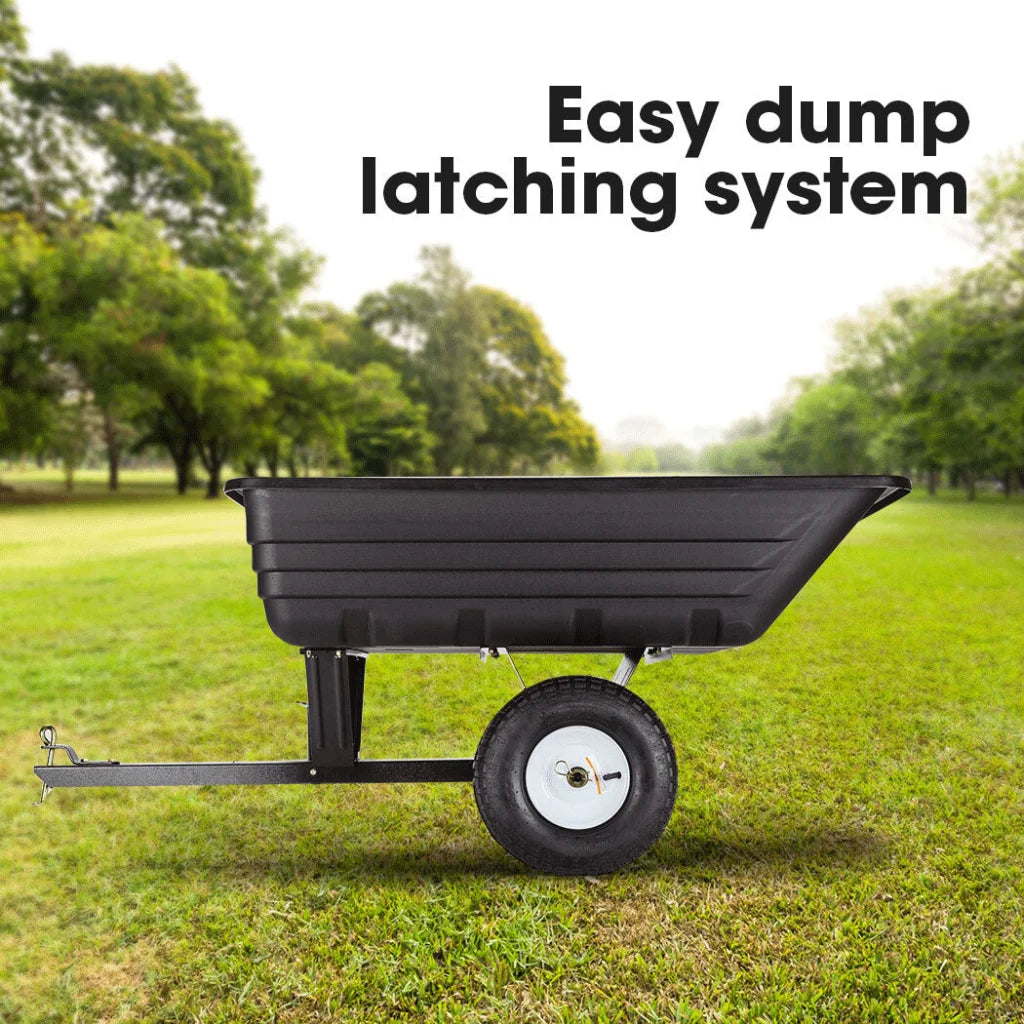 Poly Dump Cart 400LBS Garden Tip Trailer Tray Tow Quad ATV