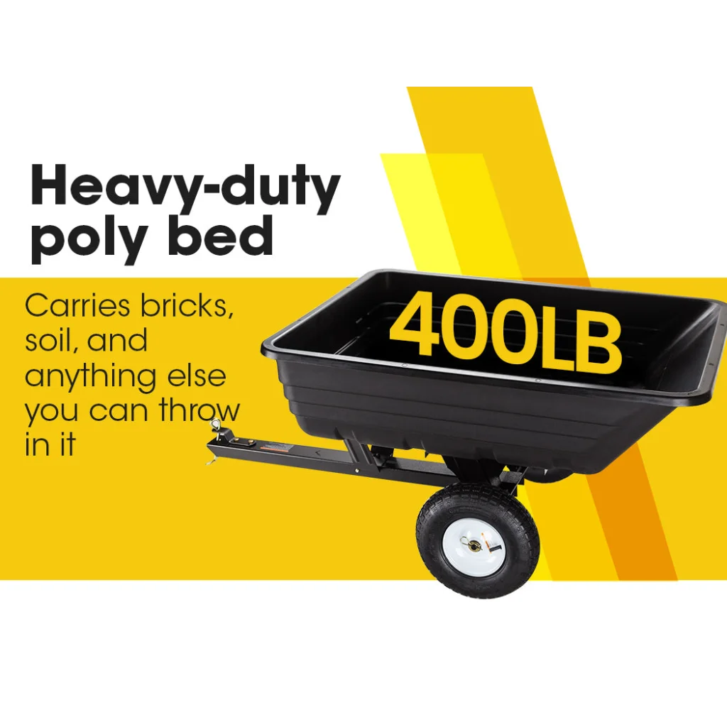 Poly Dump Cart 400LBS Garden Tip Trailer Tray Tow Quad ATV