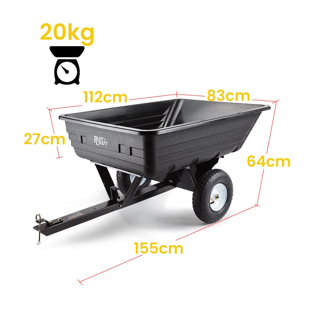 Poly Dump Cart 400LBS Garden Tip Trailer Tray Tow Quad ATV