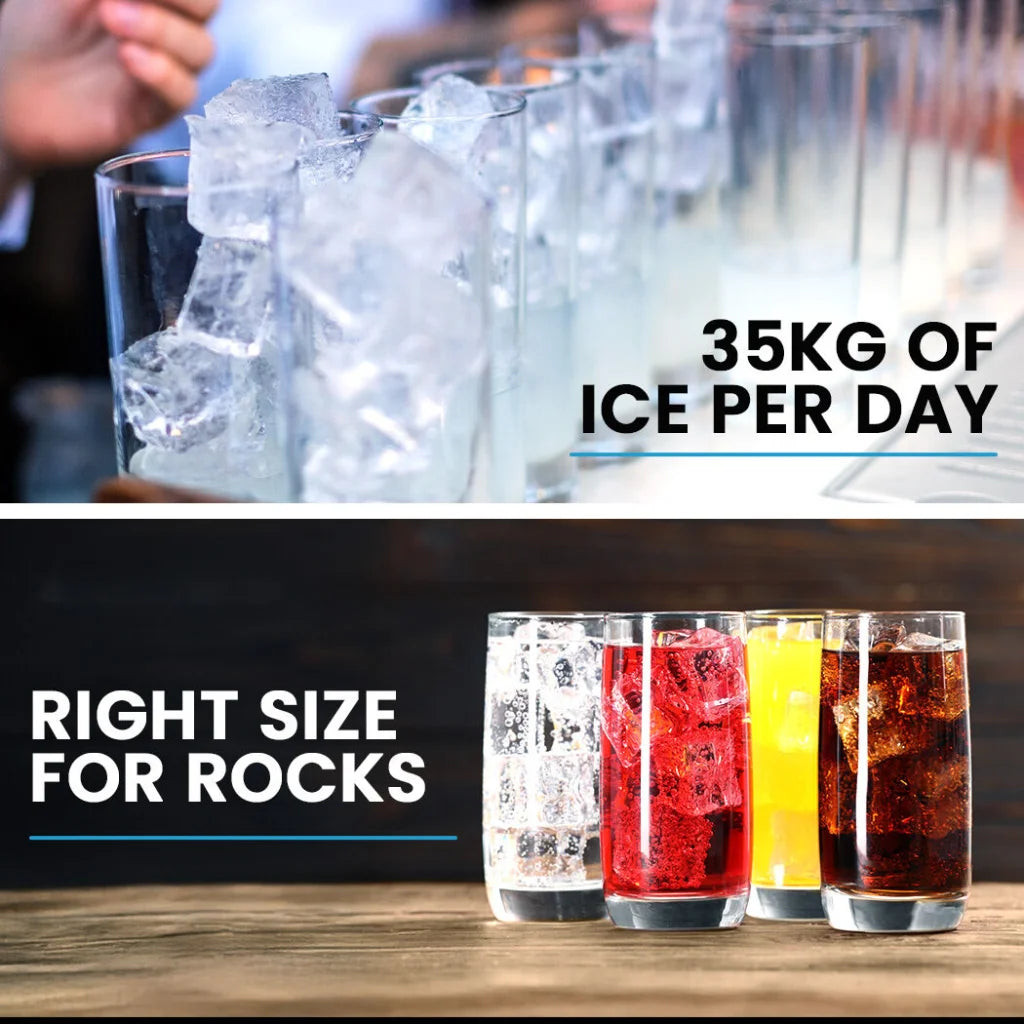 POLYCOOL Commercial Ice Maker Machine up to 35kg/24hr Timer