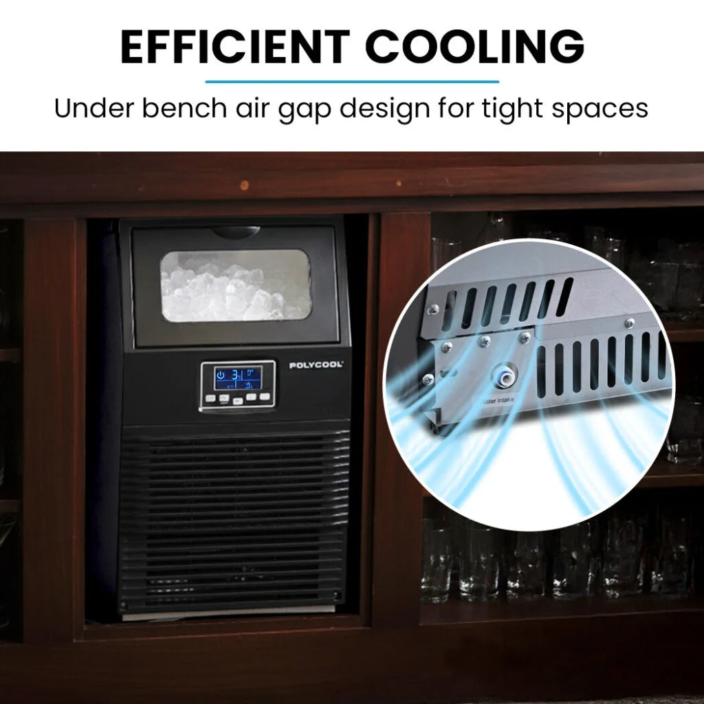 POLYCOOL Commercial Ice Maker Machine up to 35kg/24hr Timer
