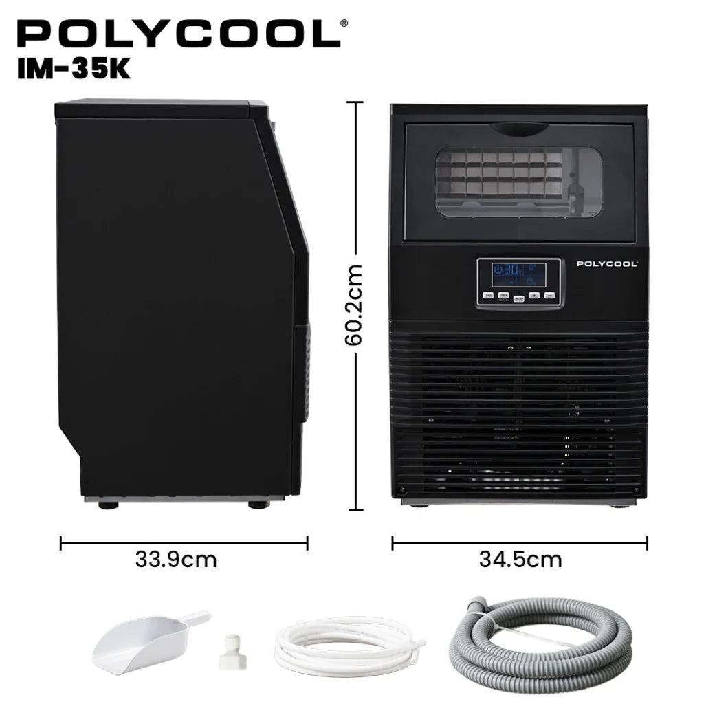 POLYCOOL Commercial Ice Maker Machine up to 35kg/24hr Timer