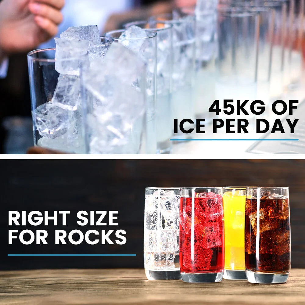 POLYCOOL Commercial Ice Maker Machine up to 45kg/24hr Timer