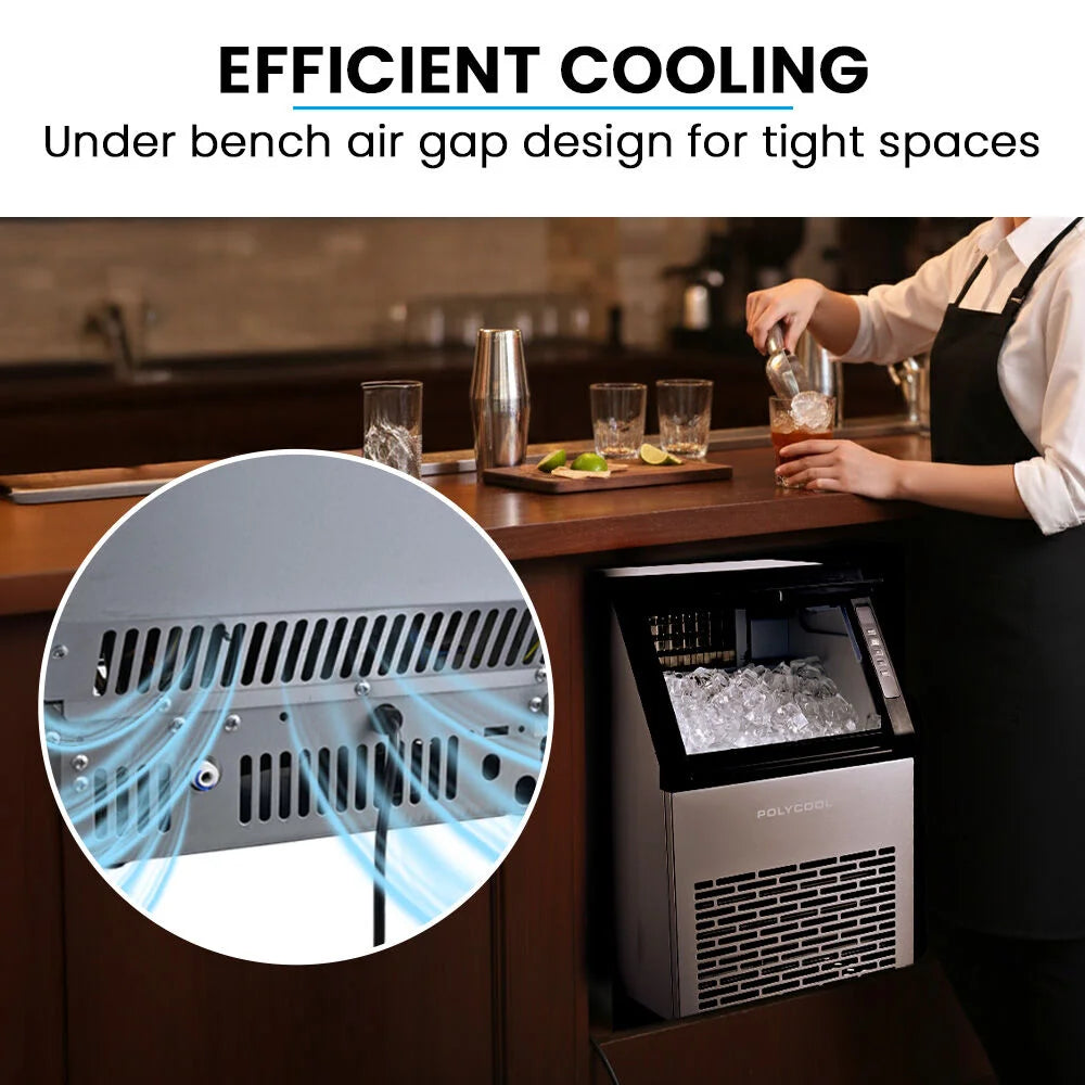 POLYCOOL Commercial Ice Maker Machine up to 45kg/24hr Timer
