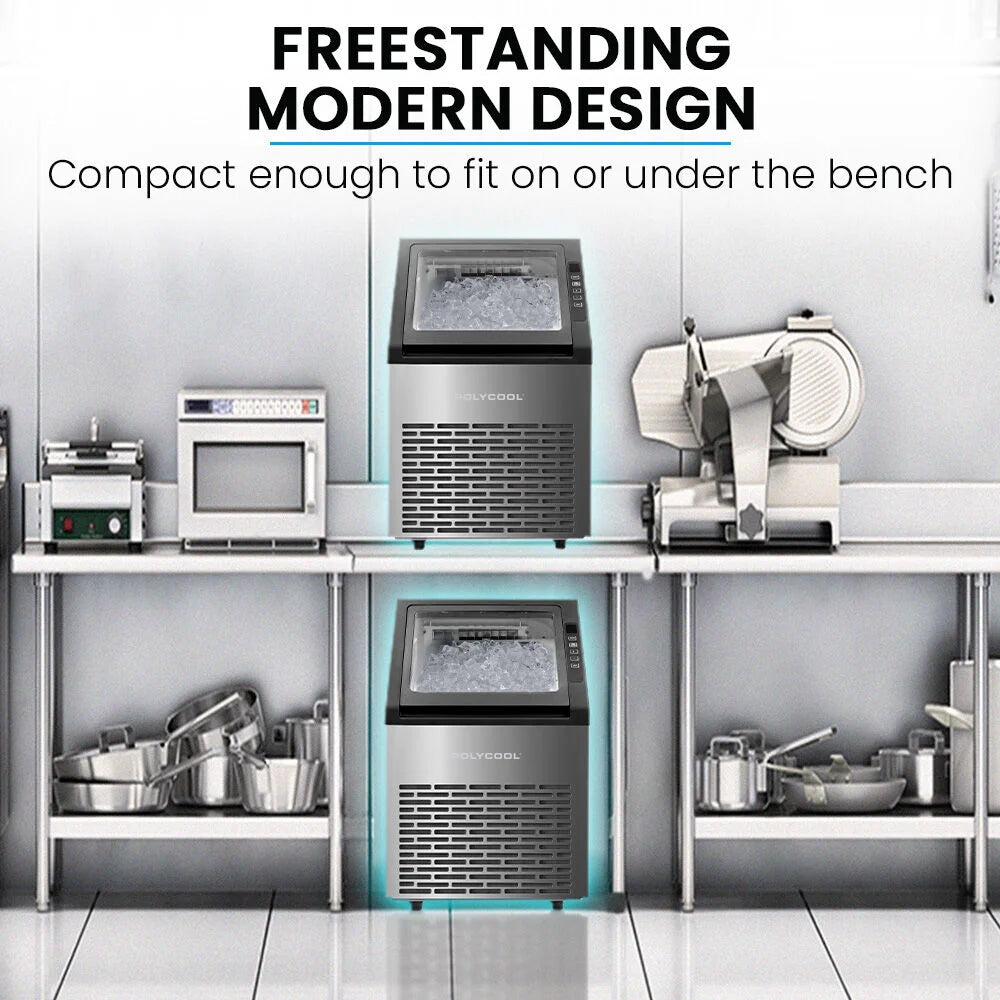 POLYCOOL Commercial Ice Maker Machine up to 45kg/24hr Timer