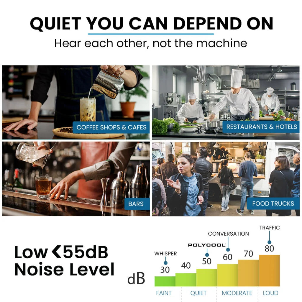 POLYCOOL Commercial Ice Maker Machine up to 60kg/24hr Timer