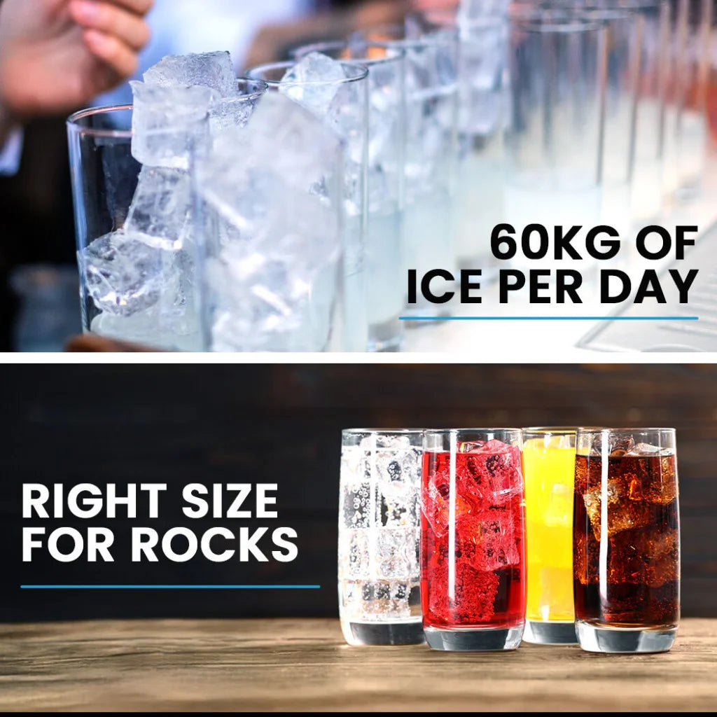 POLYCOOL Commercial Ice Maker Machine up to 60kg/24hr Timer