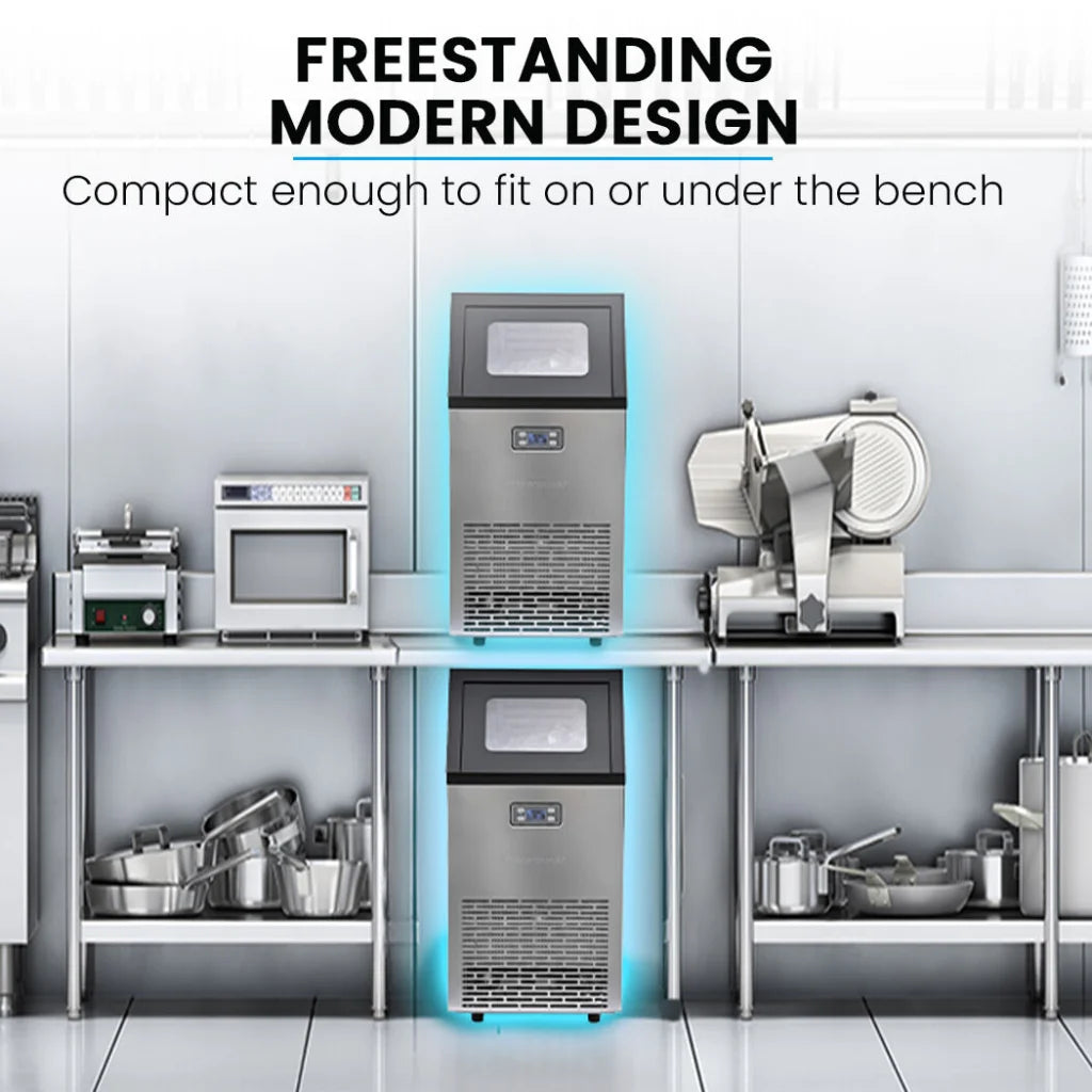 POLYCOOL Commercial Ice Maker Machine up to 60kg/24hr Timer