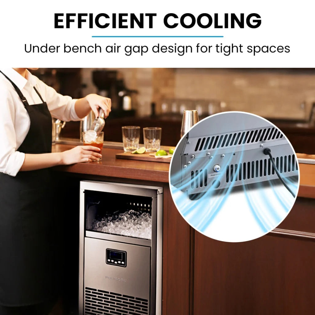 POLYCOOL Commercial Ice Maker Machine up to 75kg/24hr Timer