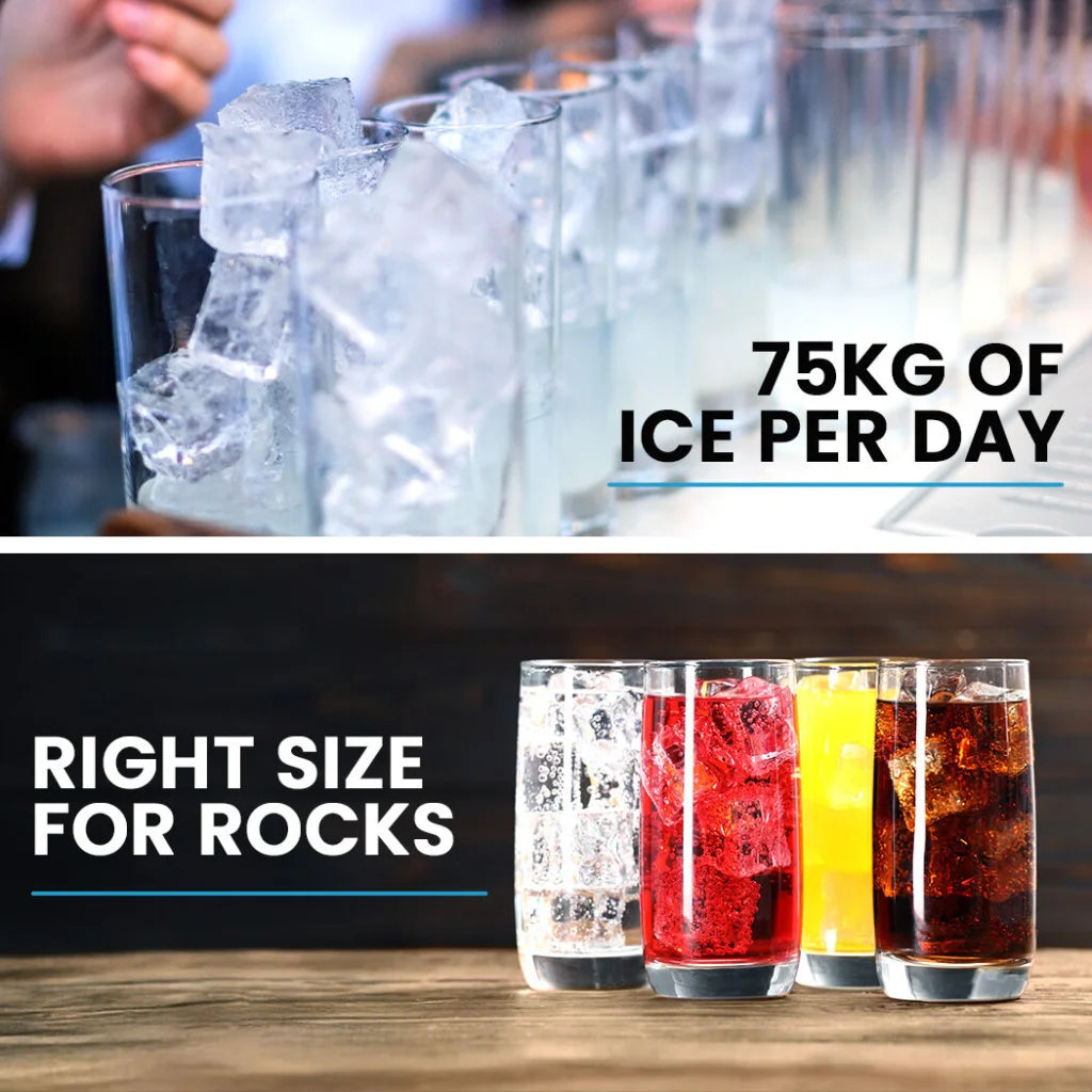 POLYCOOL Commercial Ice Maker Machine up to 75kg/24hr Timer
