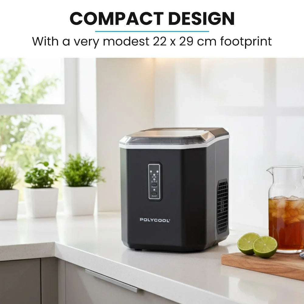 POLYCOOL Portable Ice Maker Machine Automatic 12kg/day Auto