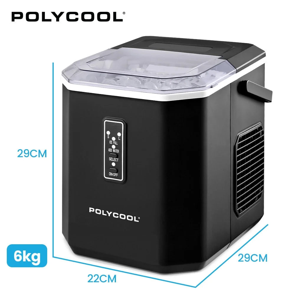 POLYCOOL Portable Ice Maker Machine Automatic 12kg/day Auto