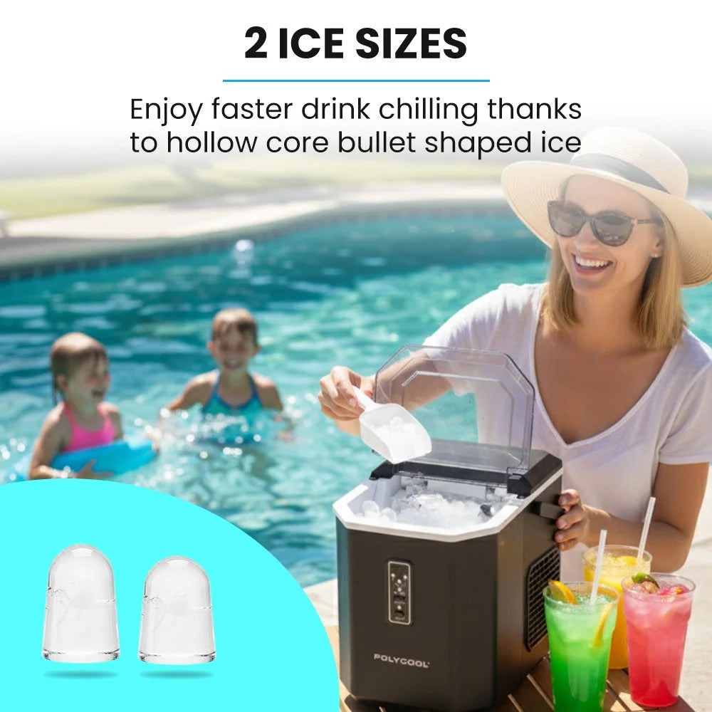POLYCOOL Portable Ice Maker Machine Automatic 12kg/day Auto