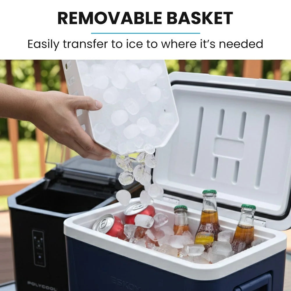 POLYCOOL Portable Ice Maker Machine Automatic 12kg/day Auto
