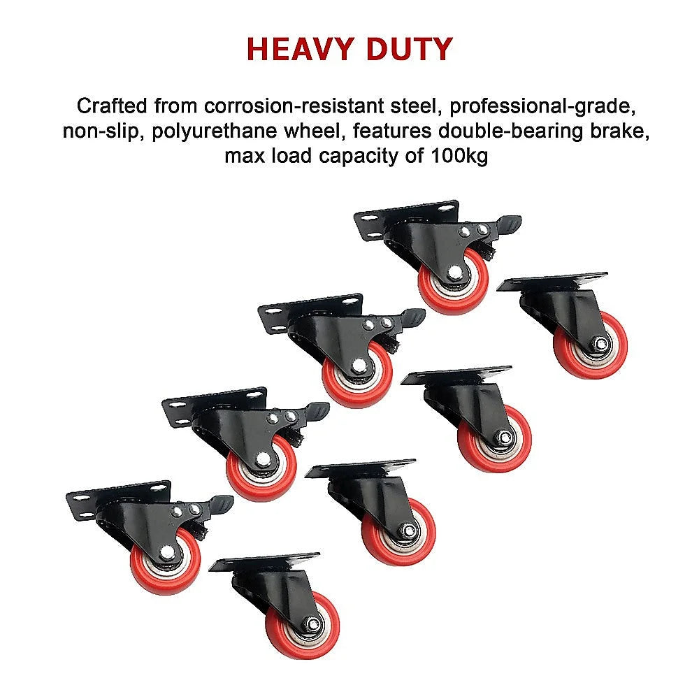 Polyurethane Castor Wheels 2’’ - 8 PCS Swivel with 4 Brakes