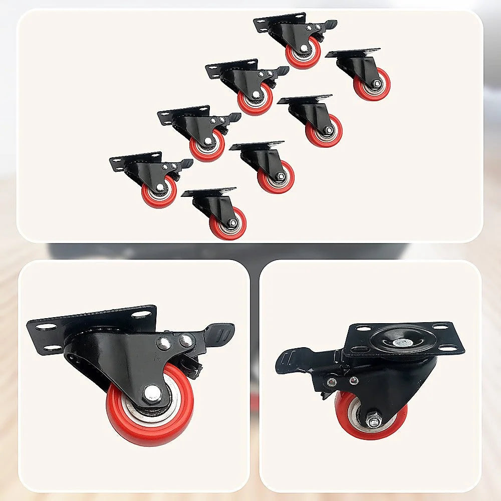 Polyurethane Castor Wheels 2’’ - 8 PCS Swivel with 4 Brakes