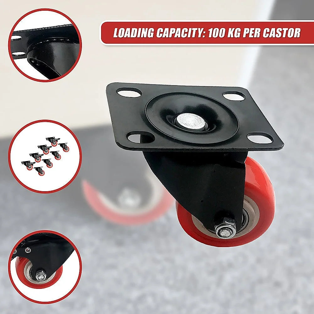 Polyurethane Castor Wheels 2’’ - 8 PCS Swivel with 4 Brakes