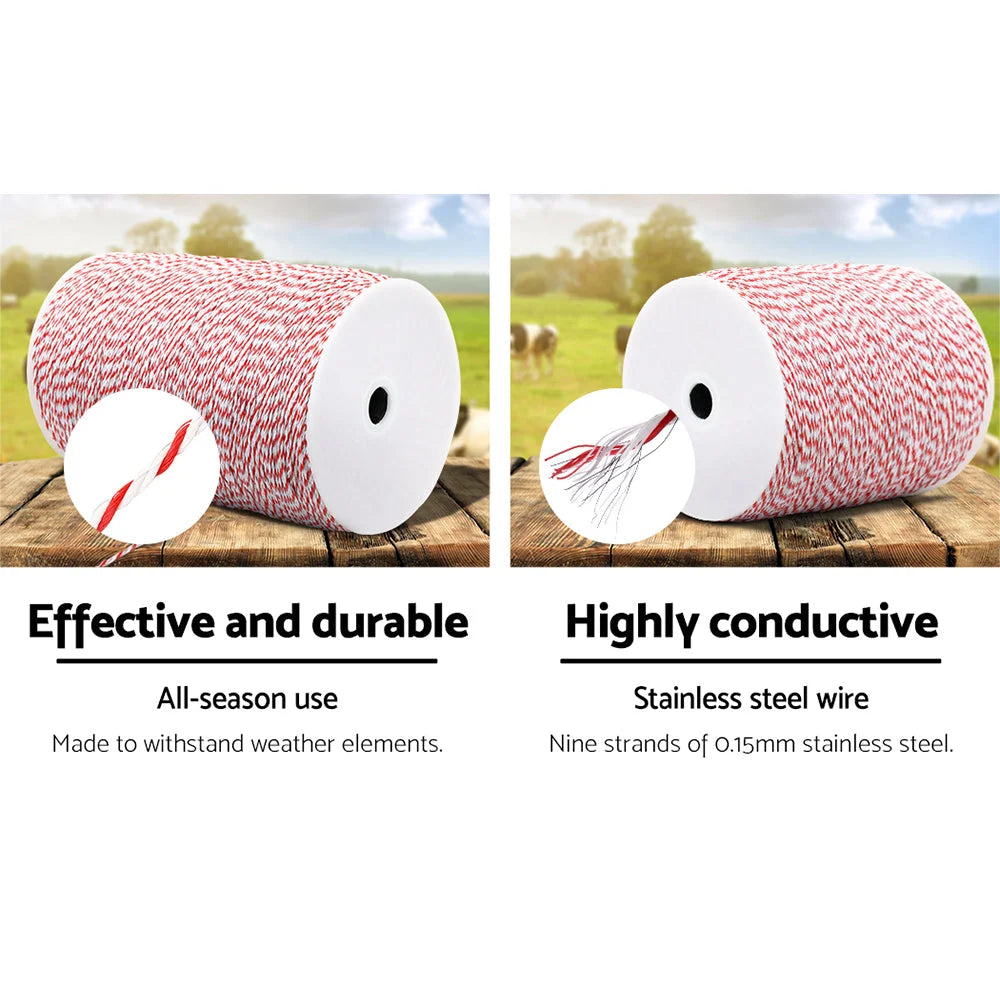 Polywire Roll Fence Energiser 2000M Stainless Steel Poly