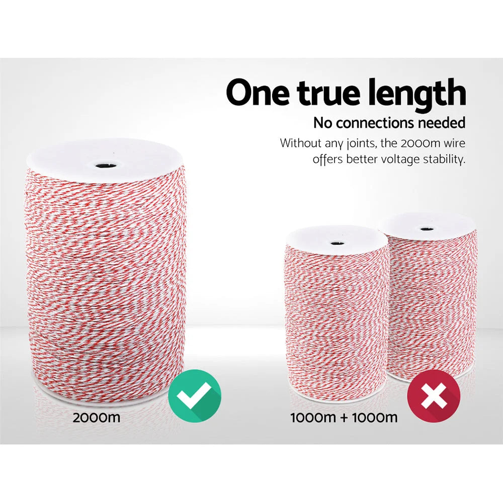 Polywire Roll Fence Energiser 2000M Stainless Steel Poly