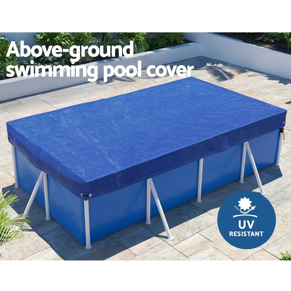 Blue 3x2m swimming pool cover with blue bubble blanket roll shape
