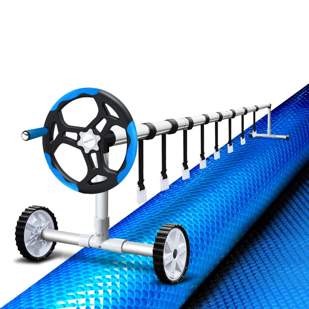 8x4 2m pool cover roller with assembled base supports and lower rails