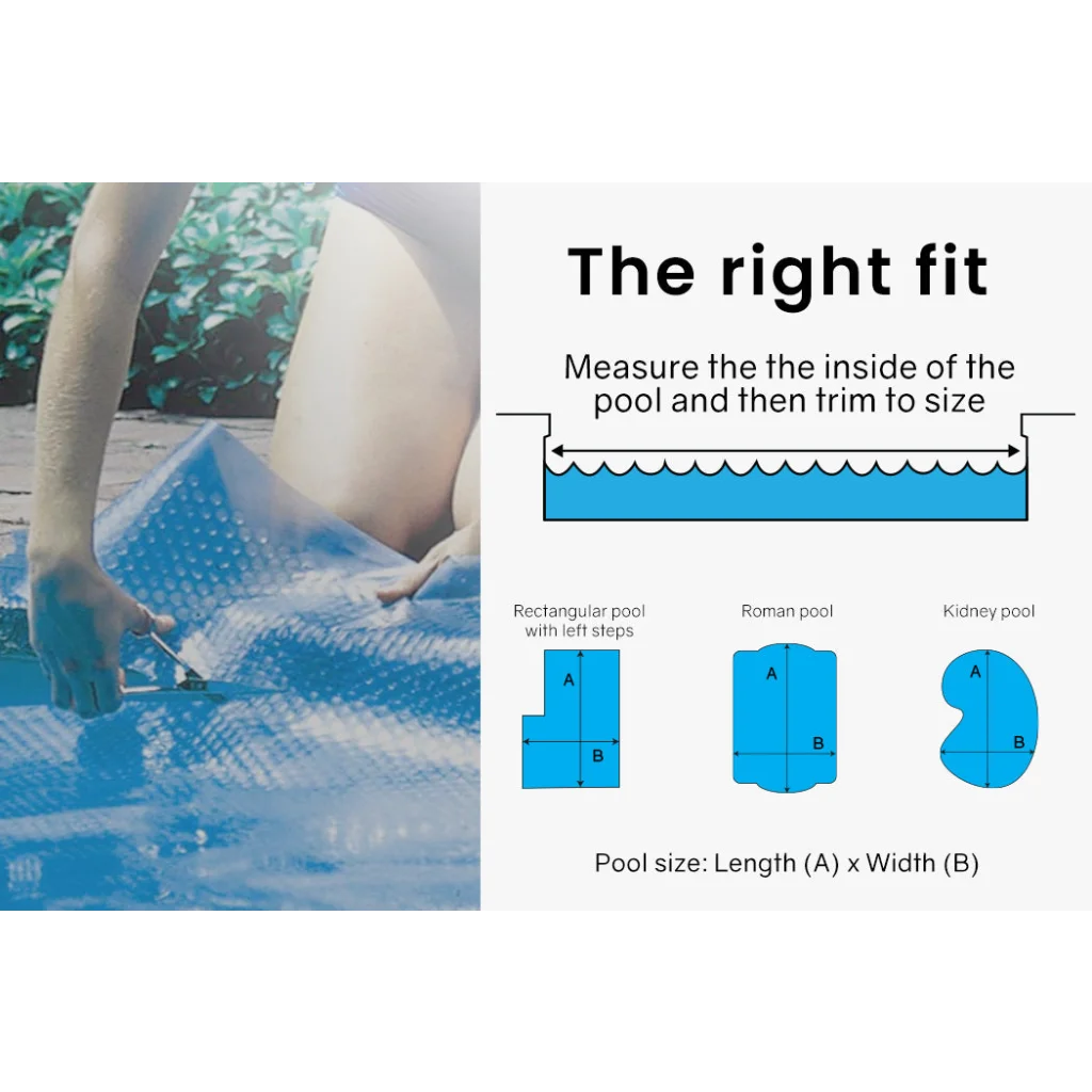 Pool Cover Solar Blanket 400 Micron 7.5x3.2m Swimming