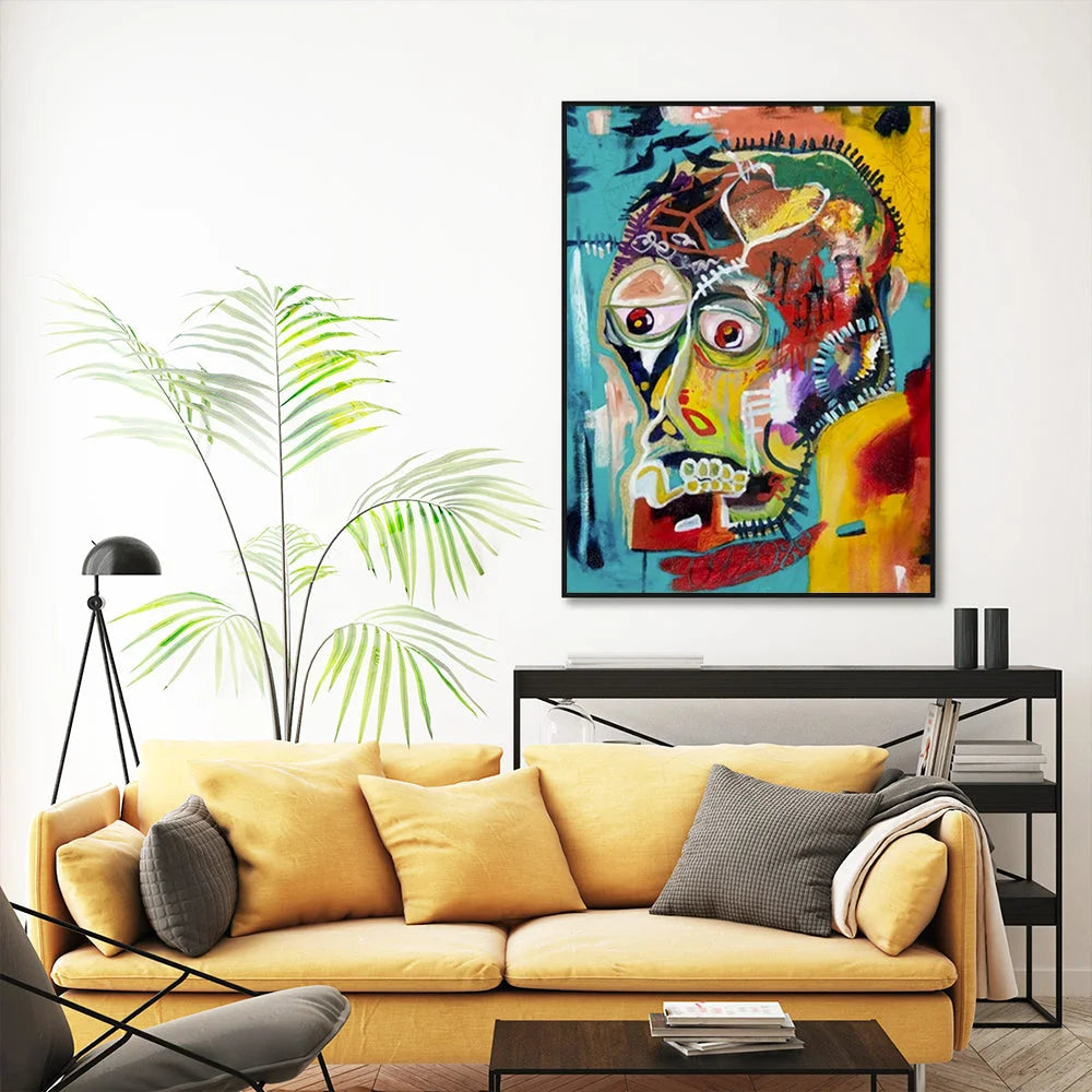 Pop Art Head Black Frame Canvas Wall Art 50cm x 70cm