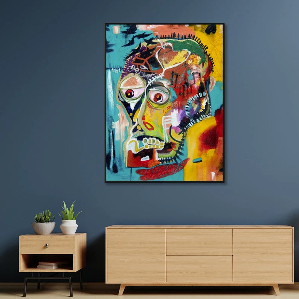 Pop Art Head Black Frame Canvas Wall Art 60cm x 90cm