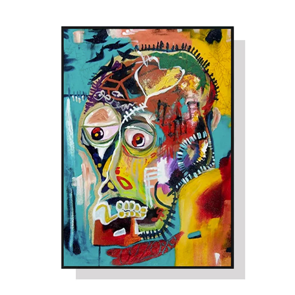 Pop Art Head Black Frame Canvas Wall Art 60cm x 90cm